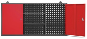 Függő garázsszekrény modell BEN, 1200 x 600 x 200 mm, antracit-piros