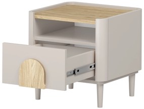 Amilio éjjeliszekrény 50 cm - kasmír / olajozott tölgy / világos tölgy fogantyú