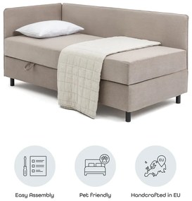Szürkésbarna kárpitozott ágyneműtartós egyszemélyes ágy matraccal 120x200 cm Avela – Bonami Selection