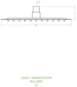 Laveo Kvadrato, fejzuhany 250x250 mm, négyzet, króm, LAV-NLQ_0D1S