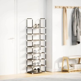 fekete nem szőtt szövetből cipőállvány 8 szintes 44x28x145 cm