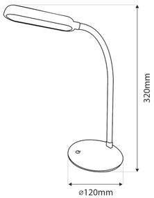 LED érintős, állítható fényerőjű, flexibilis asztali lámpa LED/6W/5V USB 1200 mA