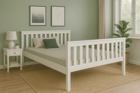 Ágy KALEA 120 x 200 cm, fehér Ágyrács: Léces ágyrács, Matrac: Coco Maxi 20 cm matrac