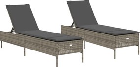 vidaXL 2 db világosszürke polyrattan napozóágy párnával