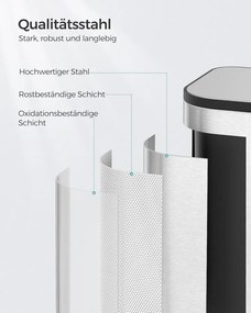 Konyhai szemetes, 20 literes pedálos kuka belső vödörrel, fedéllel, acél