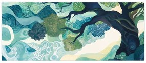 Kép – Az életfa zöld lombkoronája (120x50 cm)