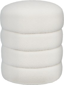 HOMCOM Kerek Puff Teddy Plüss Külsővel, Krémfehér, Ø40 x 45 cm | Aosom