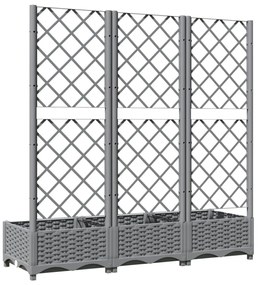 világosszürke PP rácsos kerti ültetőláda 120 x 40 x 121,5 cm