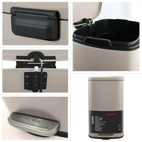 Szürkésbarna acél pedálos szemetes 50 l Akira – Spirella