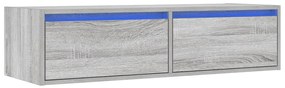 TV szekrény LED világítással szürke sonoma 100X35,5x25 cm