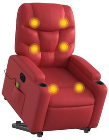 elektromos bordó műbőr felállást segítő dönthető masszázsfotel