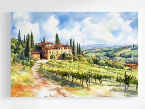 Poszter Tájkép Toszkána Villa Szőlő Nyár Olaszország 120x80