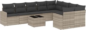 vidaXL 10 részes világosszürke polyrattan kerti ülőgarnitúra párnákkal