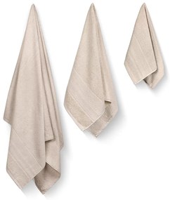 Bézs frottír pamut törölköző és fürdőlepedő készlet 3 db-os Piramit – Foutastic