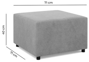 Zeus puff, kordbársony, 70x70, szürke