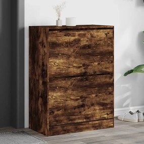 füstös tölgy cipőszekrény 2 kihajtható fiókkal 80x42x108 cm