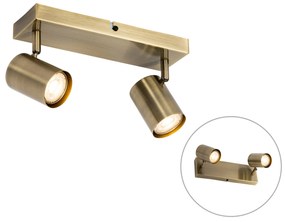 Modern mennyezeti lámpa bronz 2-lámpás állítható téglalap alakú - Jeana