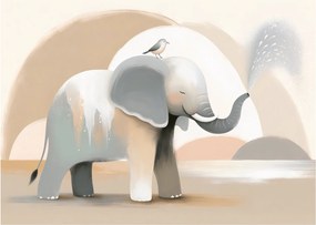 Üveg kép - Elefánt pasztell színekben (70x50 cm)