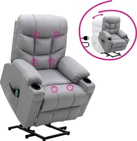 Állítható masszázs fotel, világosszürke, HUDSON