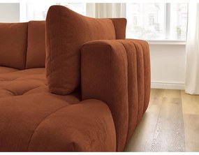 Téglavörös kinyitható-tárolóhelyes sarokkanapé (jobb oldali-L alakú) Fuji – Bobochic Paris