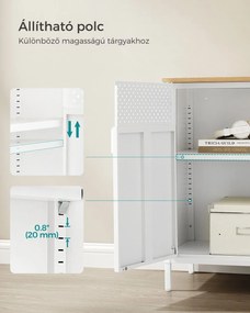 BRIX fém tárolószekrény, 76x80x40cm, fehér/barna SongmicsHome