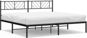 vidaXL fekete fém ágykeret fejtámlával 193 x 203 cm