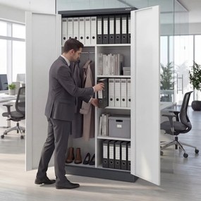 Zárható takarítószekrény antracit-fehér DAWID 900 x 1850 x 450 mm