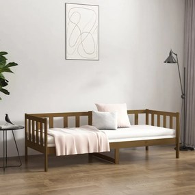 mézbarna tömör fenyőfa kanapéágy 80 x 200 cm