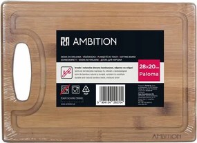 Bambusz vágódeszka fogantyúval Ambition Paloma 28x20x1,5 cm