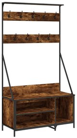 füstös tölgy színű ruhafogas cipőpolccal 100x41x184 cm