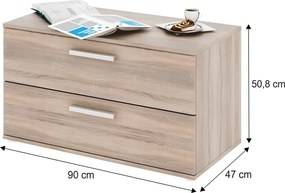 Kétfiókos komód, DTD laminált, sonoma tölgyfa, DUNAJ 8
