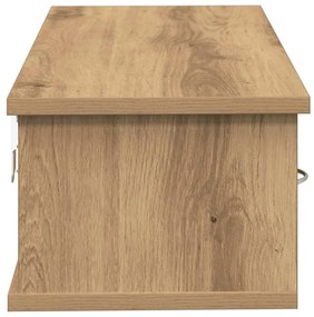 kézműves tölgy színű szerelt fa faliszekrény 60x26x18,5 cm