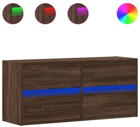 barna tölgyszínű fali TV-szekrény LED-del 100x31x45 cm