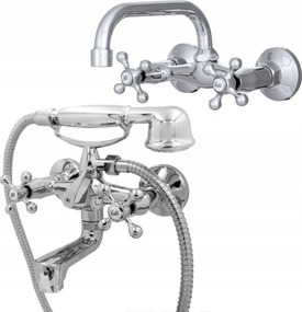 Retro Króm Szett Kádtöltő Csaptelep Mosdó