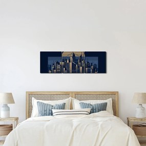 Kép – Geometrikus város (órával) (90x30 cm)