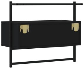 fekete szerelt fa fali TV szekrény 60,5 x 30 x 51 cm