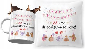 Születésnapi szett 22 22. 22. Párna Bögre Nyomtatott Fotóval