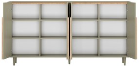 Amilio négyajtós komód 200 cm - eukaliptusz / baltic tölgy / natúr tölgy fogantyú