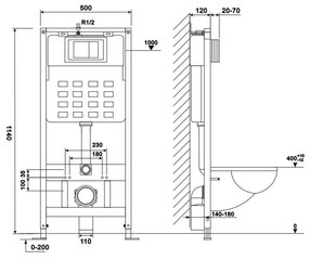 Roya Ride 082B falba építhető WC tartály szett