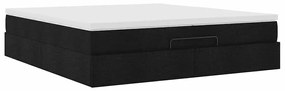 oszmán ágykeret matracokkal Fekete 200x200cm szövet