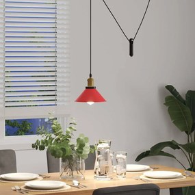 függesztéklámpa magassága állítható E27 fényes piros Ø22 cm fém