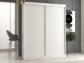 IGA 120 tolóajtós gardróbszekrény, díszcsíkozott, 160x200x61 cm, fehér