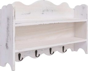 vidaXL fehér fa fali fogas 50 x 10 x 30 cm