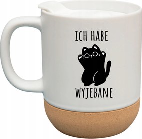 Fehér Bögre Fedéllel És Parafa Aljjal Ajándék Habe