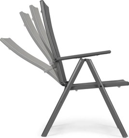 Kerti szék, MultiGarden WR1652-4, szürke, 70 x 57 x 106 cm, állítható háttámla (7 fokozat), összecsukható, acél keret, textil, 100 kg teherbírás, 4 db-os szett