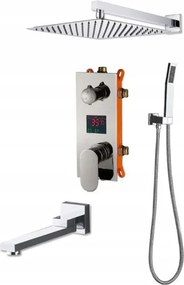 Zuhanyszett Falsík Alatti Kijelző Kifolyócső 30 CM Króm