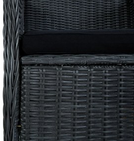 2 db sötétszürke polyrattan kerti szék párnával