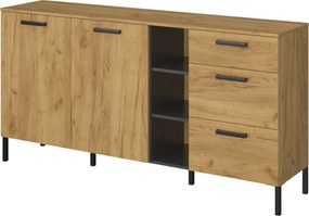 Komód 2D3S, craft tölgy arany/antracit, SANTANA
