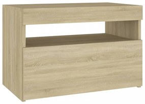 2 db sonoma tölgyszínű éjjeliszekrény LED-lámpákkal 60x35x40 cm