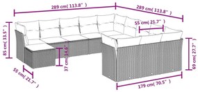 12 részes fekete polyrattan kerti ülőgarnitúra párnákkal